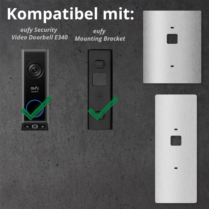 iSecur Blende passend für Eufy Videotürklingel aus Edelstahl I Video-Doorbell I Klingelschild I 100