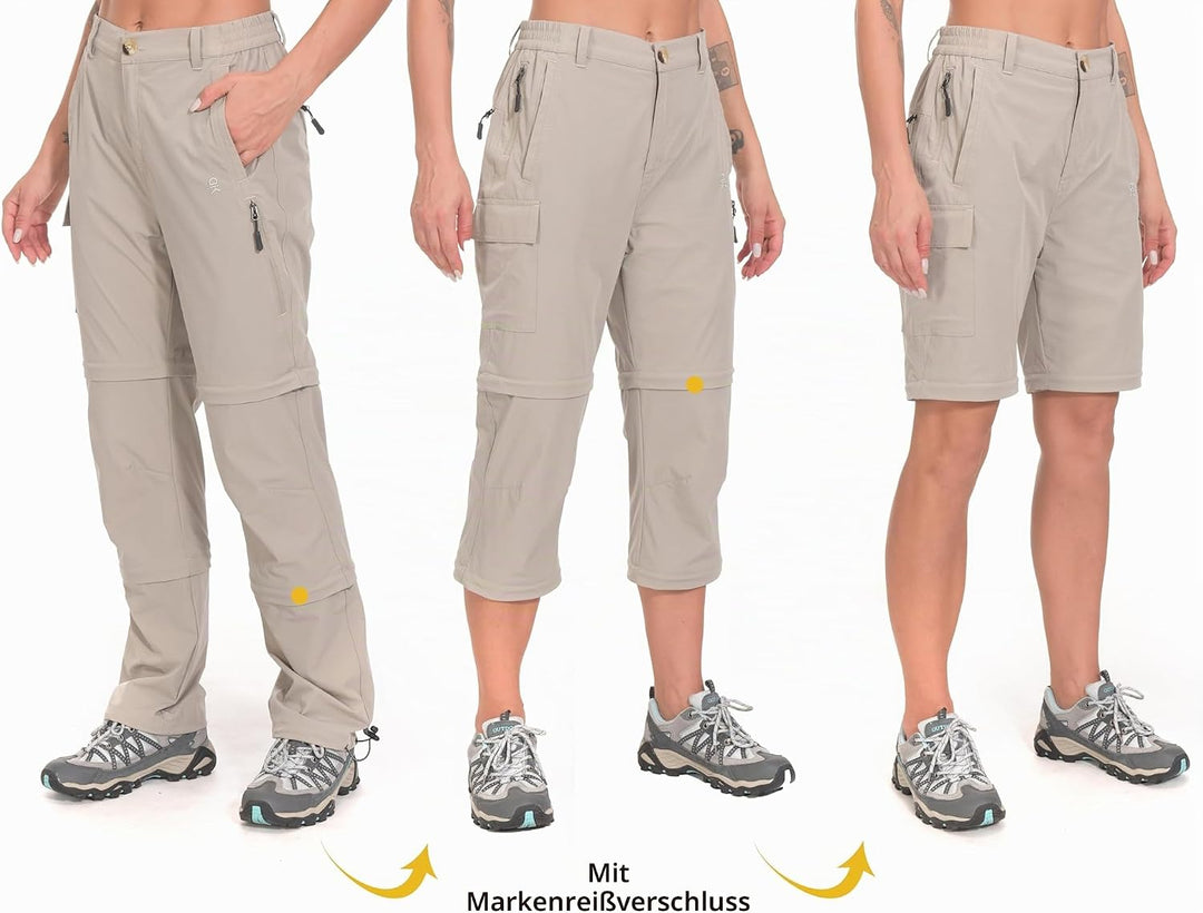 Little Donkey Andy Wanderhose Damen Zip Off Stretch Cabrio Softshellhose Schnell Trocknende mit Reis