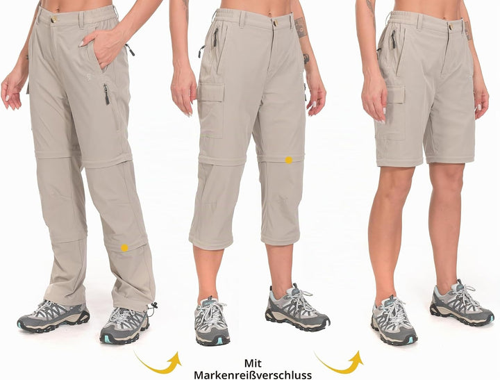 Little Donkey Andy Wanderhose Damen Zip Off Stretch Cabrio Softshellhose Schnell Trocknende mit Reis
