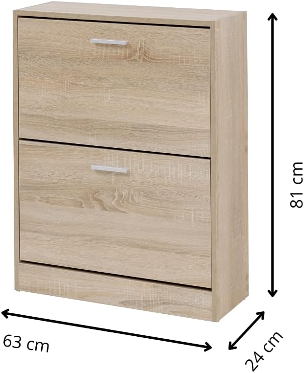 Baroni Home Platzsparender Schuhschrank aus Melamin-Holz für den Eingangsbereich, 12 Paar Schuhe mit
