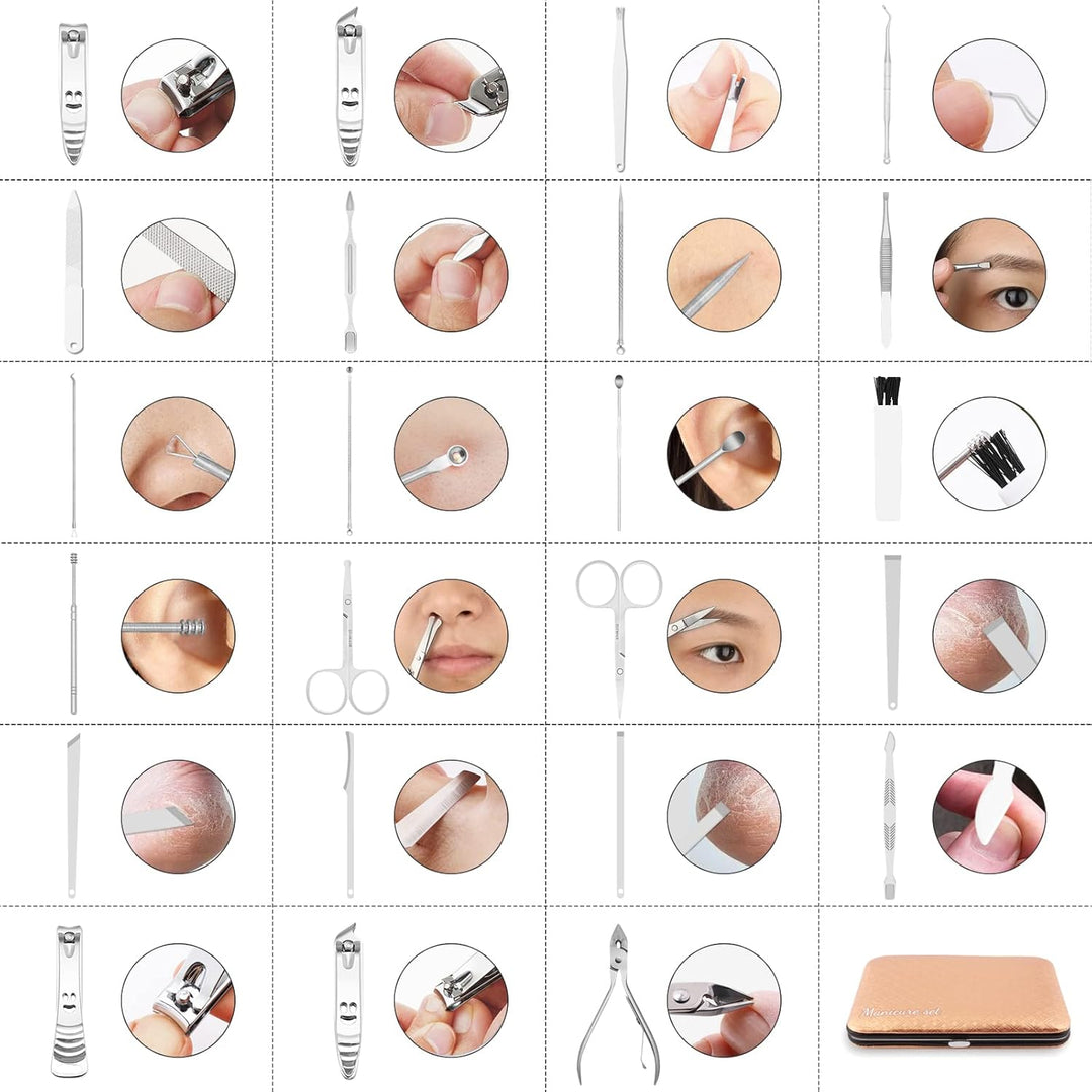 Maniküre Set 23 stücke Professionelles Nagelknipser Kit Pediküre Kit Pflegeset aus Edelstahl Nagelpf