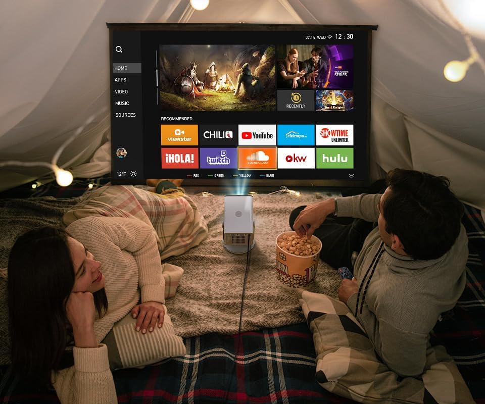 HP MC400 Tragbarer Mini Smart Beamer mit WiFi und Bluetooth, unterstützt 4K mit kurzer Reichweite un
