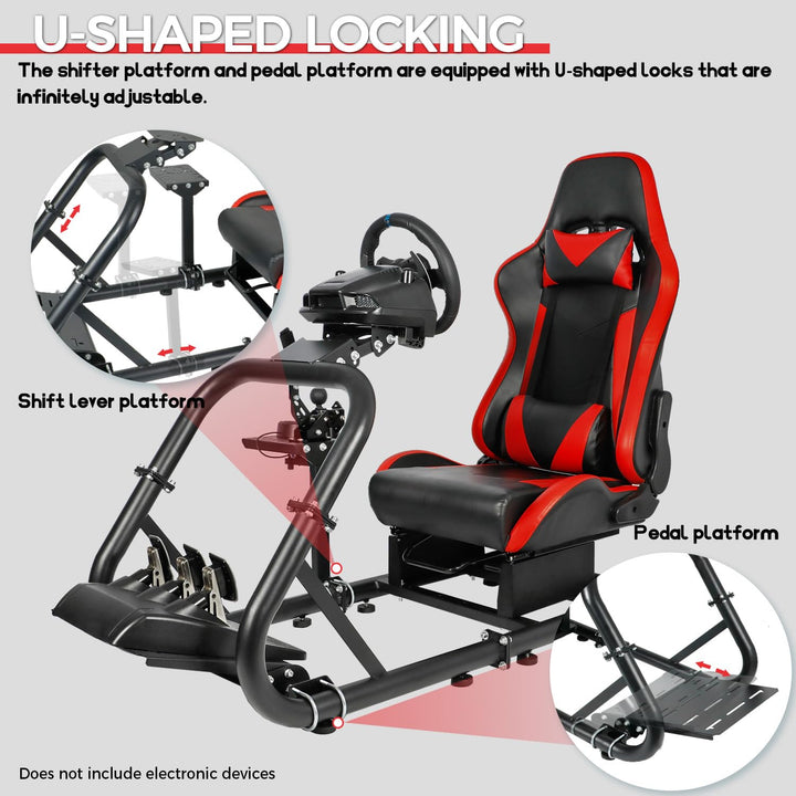 Minneer Racing Simulator Cockpit Rennsimulator Cockpit Lenkradständer mit Rennsitz passend für Logit