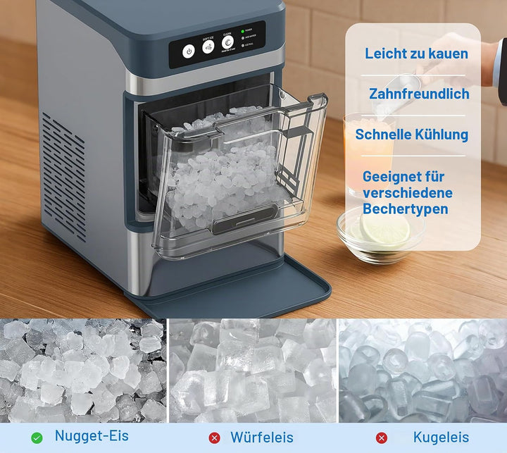 Nugget lce Maker Machine,Chewable Pellet Ice Machine,Self-Cleaning,One-Click Operation,for Home/Kitc