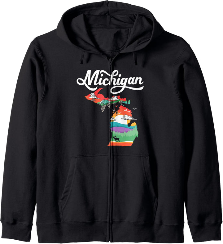 Michigan Outside Vintage Nature Illustration Graphic Kapuzenjacke