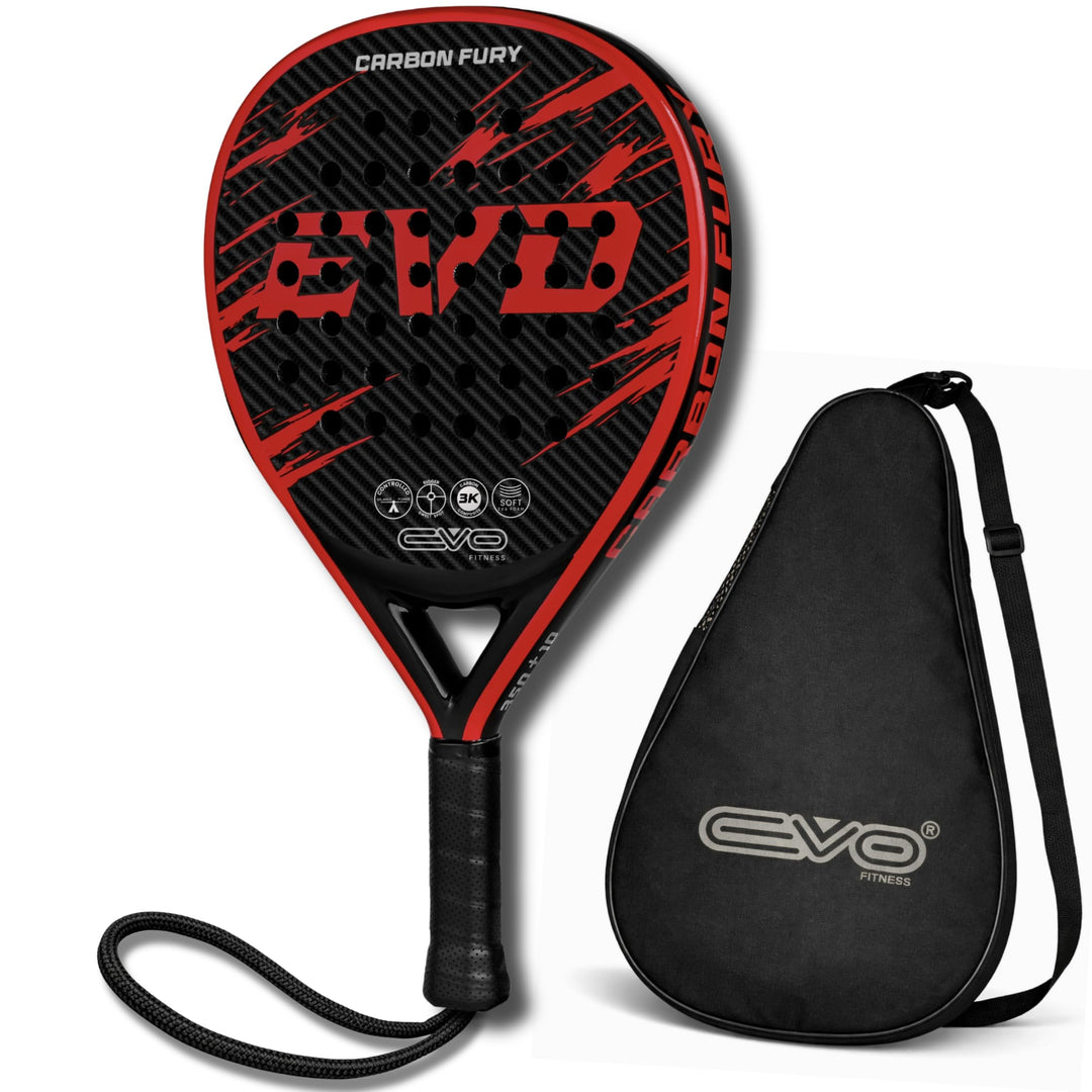 EVO Fitness Padelschläger aus Kohlefaser – weicher EVA-Schaumkern für maximale Kontrolle – 350 g lei