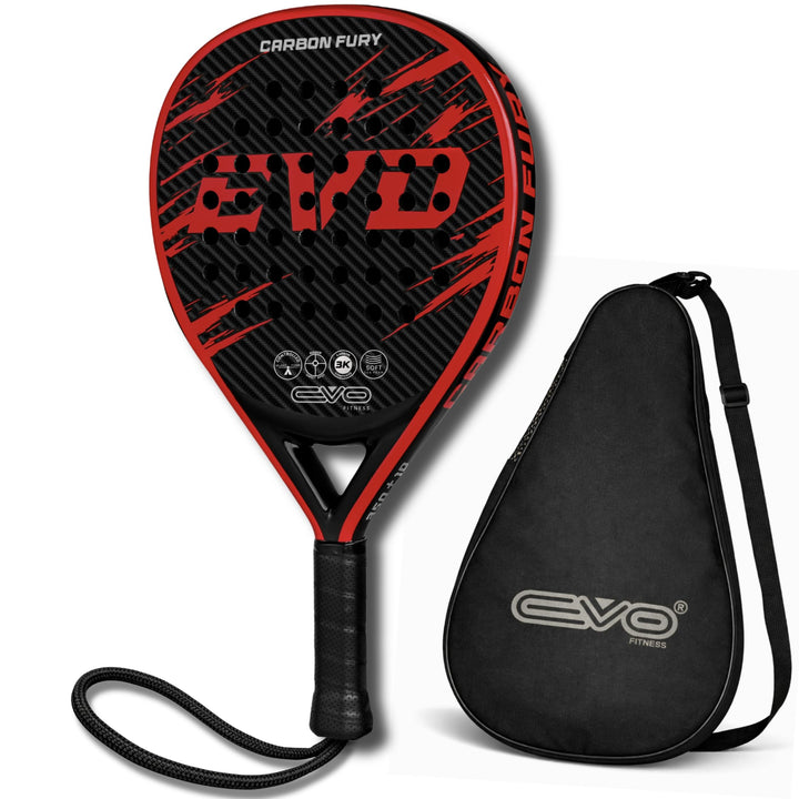 EVO Fitness Padelschläger aus Kohlefaser – weicher EVA-Schaumkern für maximale Kontrolle – 350 g lei