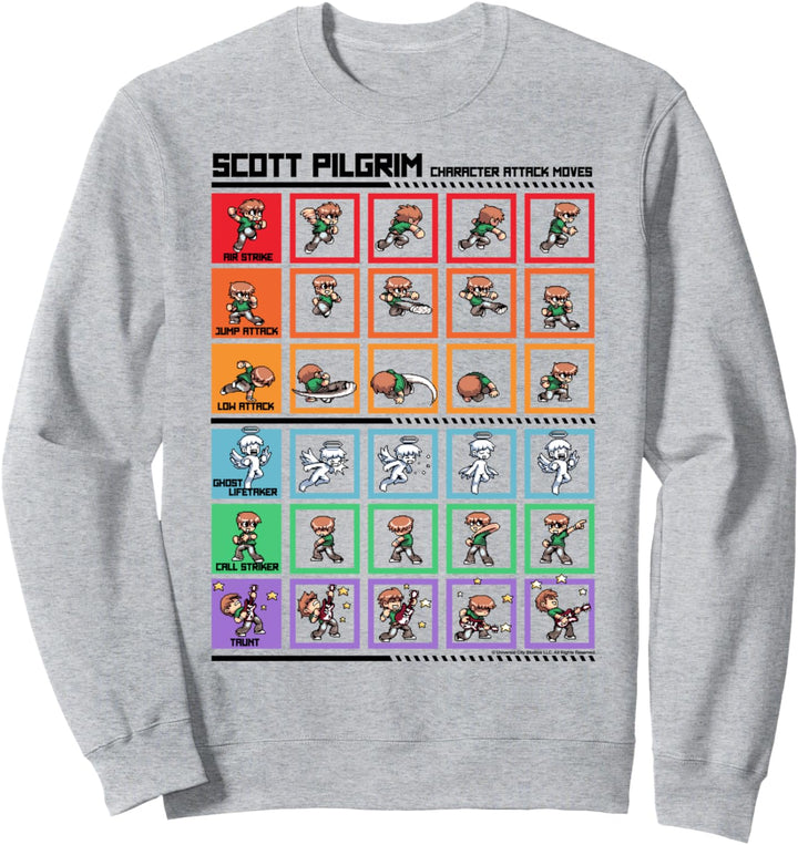 Scott Pilgrim Vs. The World Pilgrim Fight Moves Grid Sweatshirt