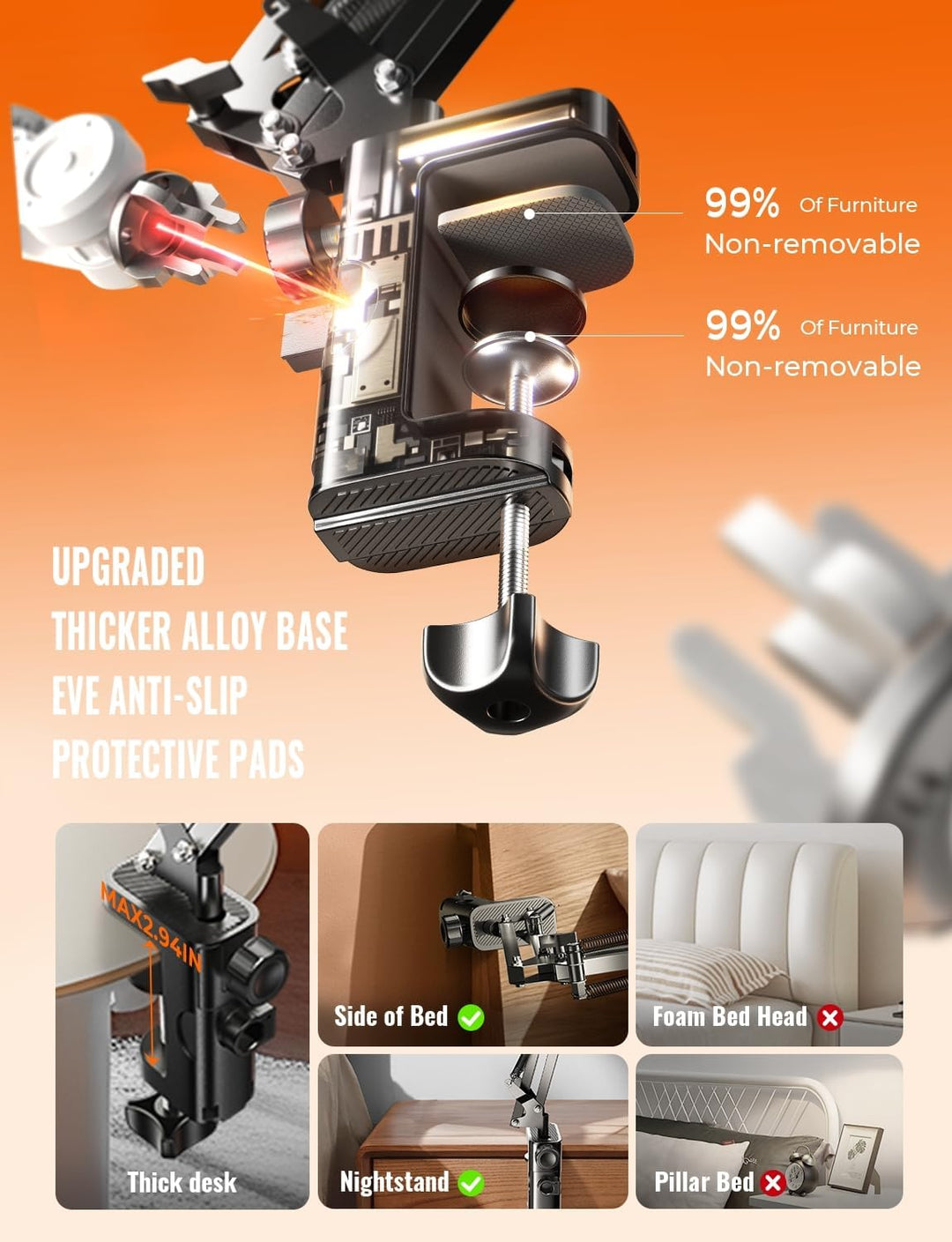 LISEN Tablet Halterung for iPad Halterung Bett, Superflexibel Einstellbar Kindle Halterung Bett Lang