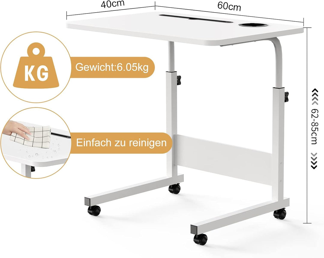 PIPIPOXER 60x40cm Laptoptisch höhenverstellbarer Schreibtisch Computertisch mobiler Laptop-Schreibti