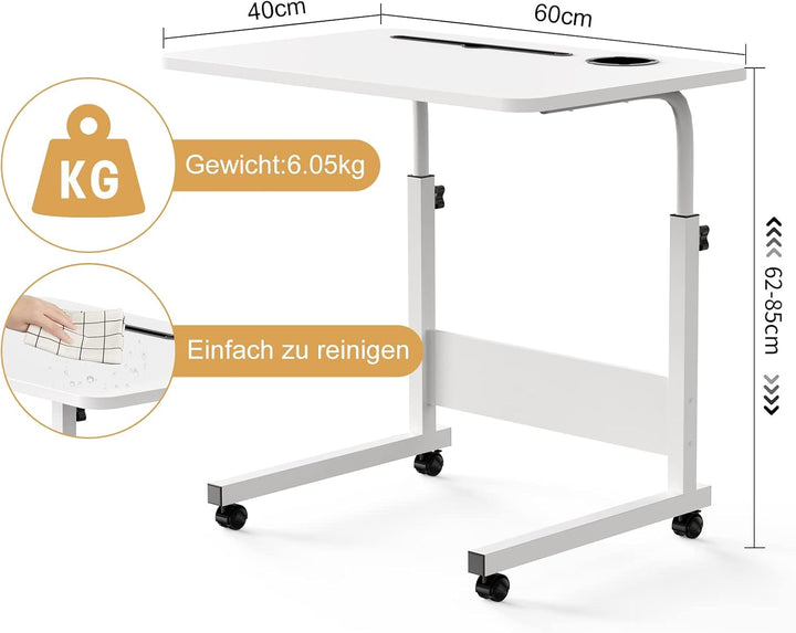 PIPIPOXER 60x40cm Laptoptisch höhenverstellbarer Schreibtisch Computertisch mobiler Laptop-Schreibti