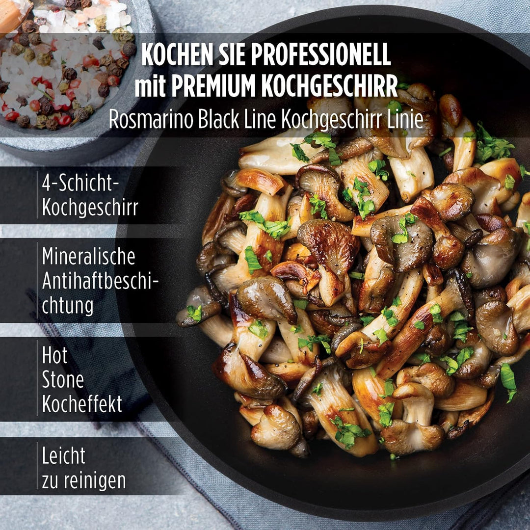 ROSMARINO Profi Wok 30 cm | Wok-pfanne mit hervorragende Wärmeverteilung und Wärmeleistung | Raffini