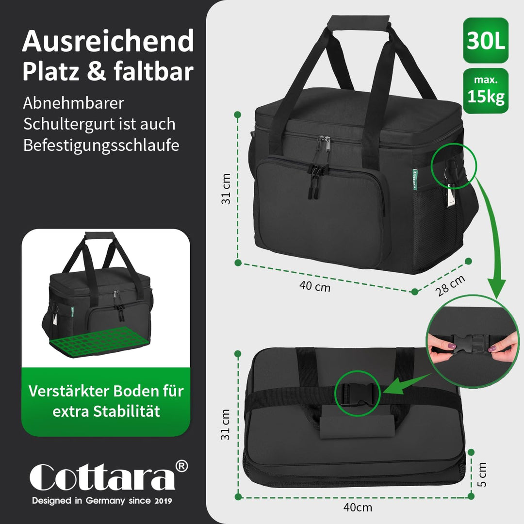Faltbare Kühltasche gross 30L wasserdicht +12h Frische extra stark isolierte Kühltasche faltbar – Kü