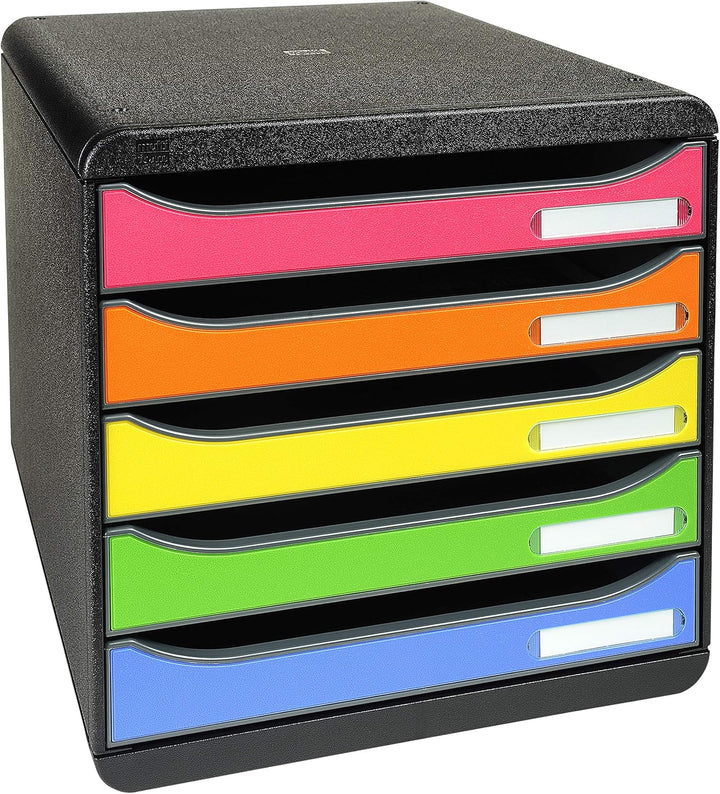 Exacompta 309798D Premium Ablagebox mit 5 Schubladen für DIN A4+ Dokumente. Stapelbare Schubladenbox