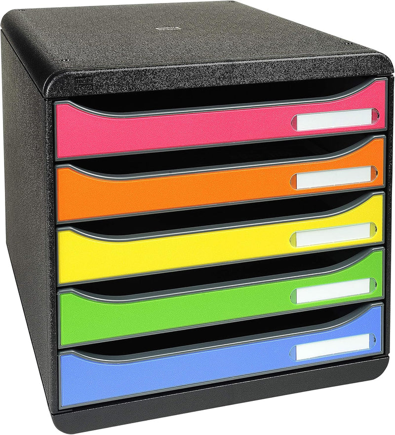Exacompta 309798D Premium Ablagebox mit 5 Schubladen für DIN A4+ Dokumente. Stapelbare Schubladenbox