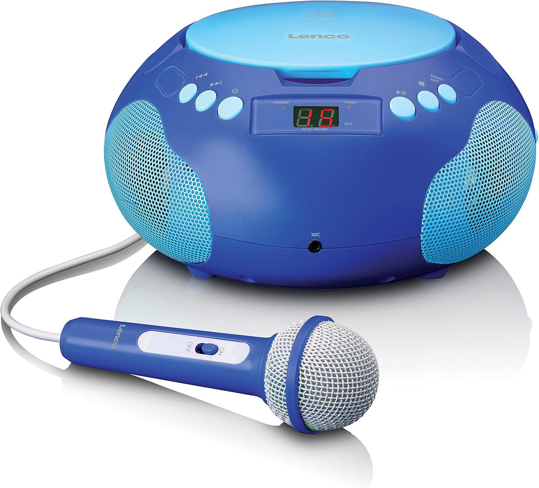 Lenco SCD-620 Kinder CD-Player - CD-Radio - mit Mikrofon - Karaoke Player - Titelspeicher - FM Empfä