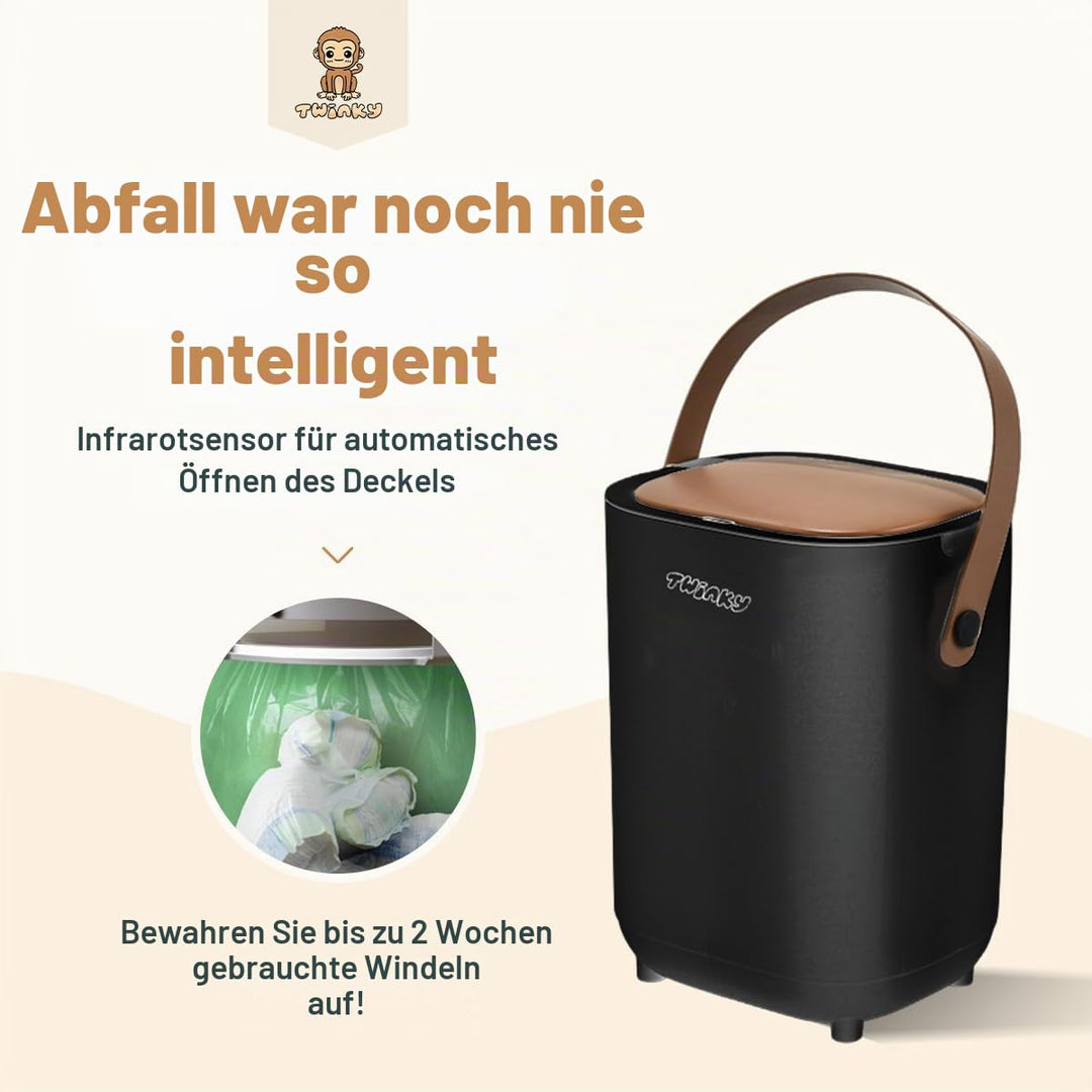 Twinky Windeleimer für Babys – Windeleimer ohne Kassette – Platzsparender Windelbehälter mit Deckel