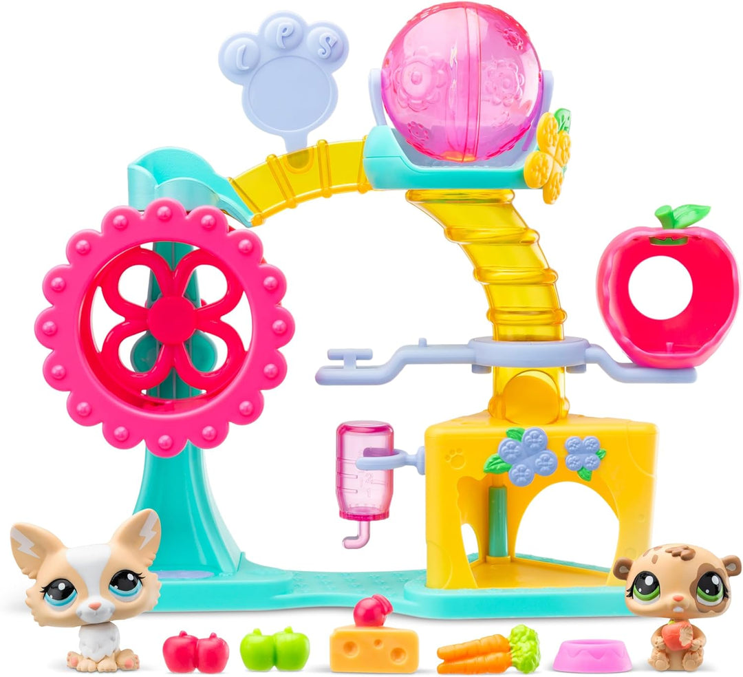 BANDAI Littlest Pet Shop - Fun Factory Set - Spielset mit 2 Tieren, Dekoration und Zubehör - Niedlic