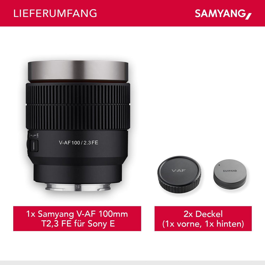 Samyang V-af T 2.3/100 Fe Sony E Camera Lens One Size Objektiv 100mm T2,3 FE, Objektiv 100mm T2,3 FE
