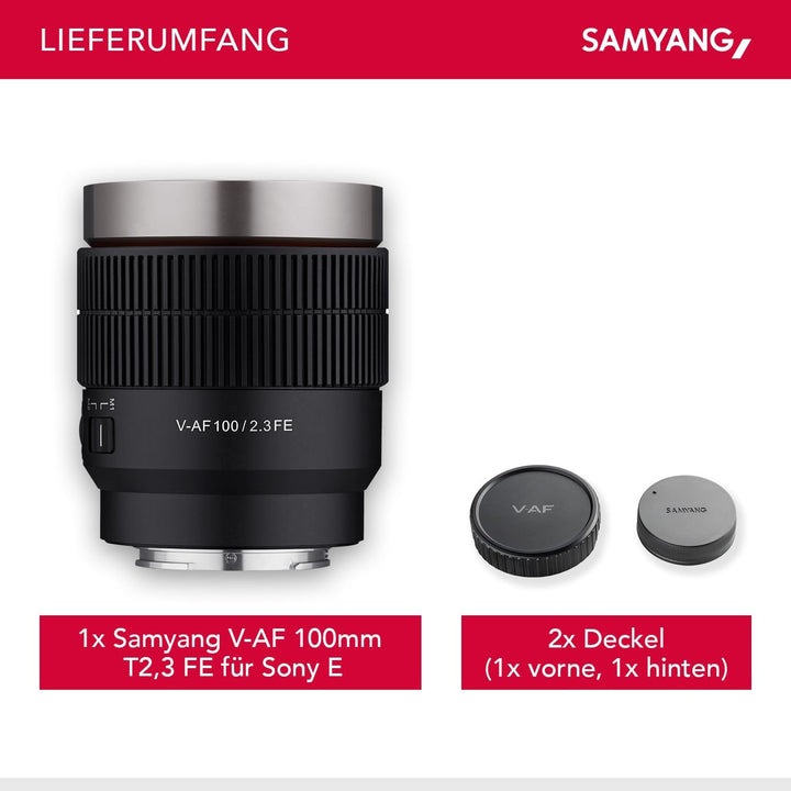 Samyang V-af T 2.3/100 Fe Sony E Camera Lens One Size Objektiv 100mm T2,3 FE, Objektiv 100mm T2,3 FE