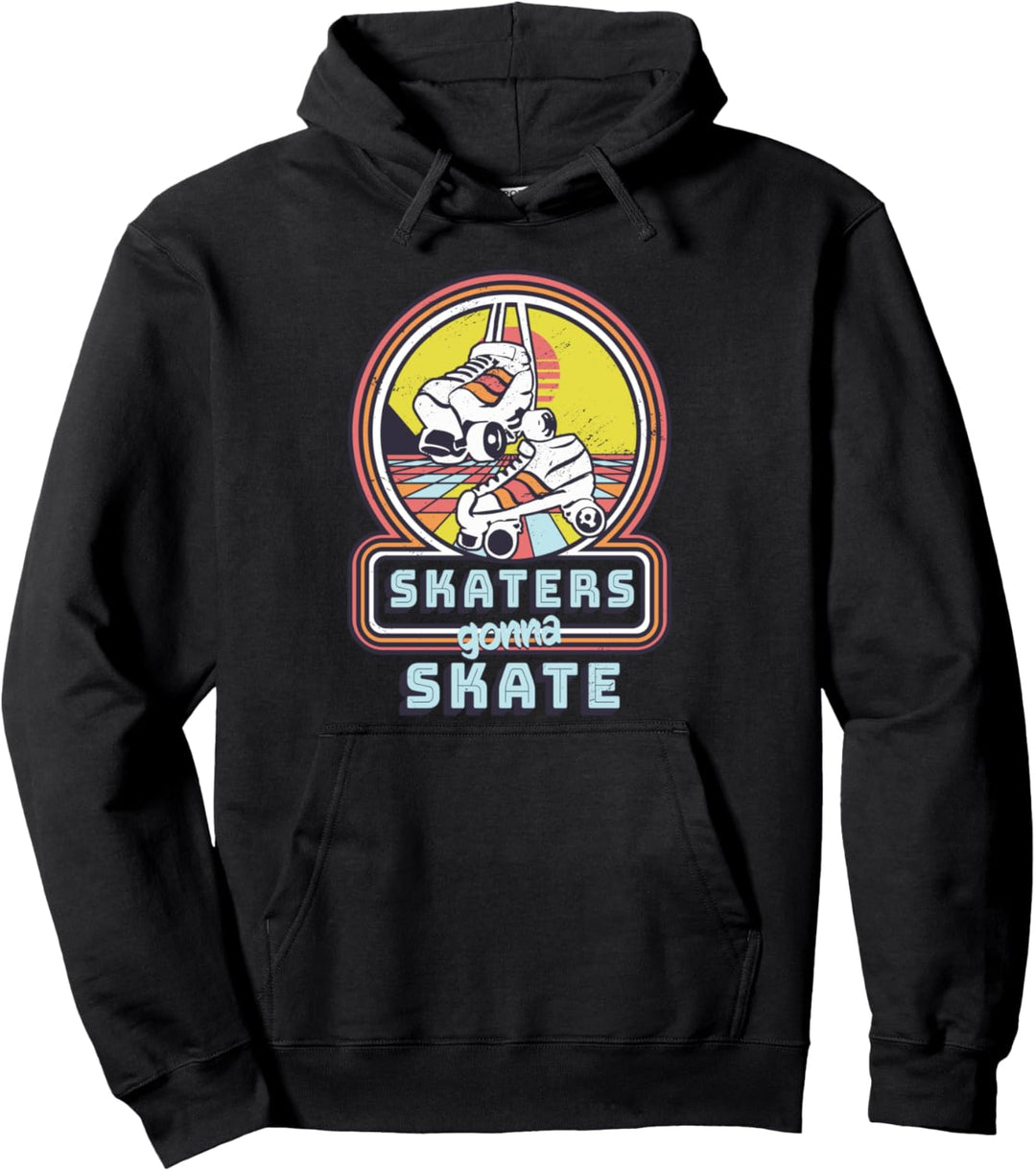 Klassisches 80er Jahre Stil 70er Retro Rollschuh Disco Pullover Hoodie
