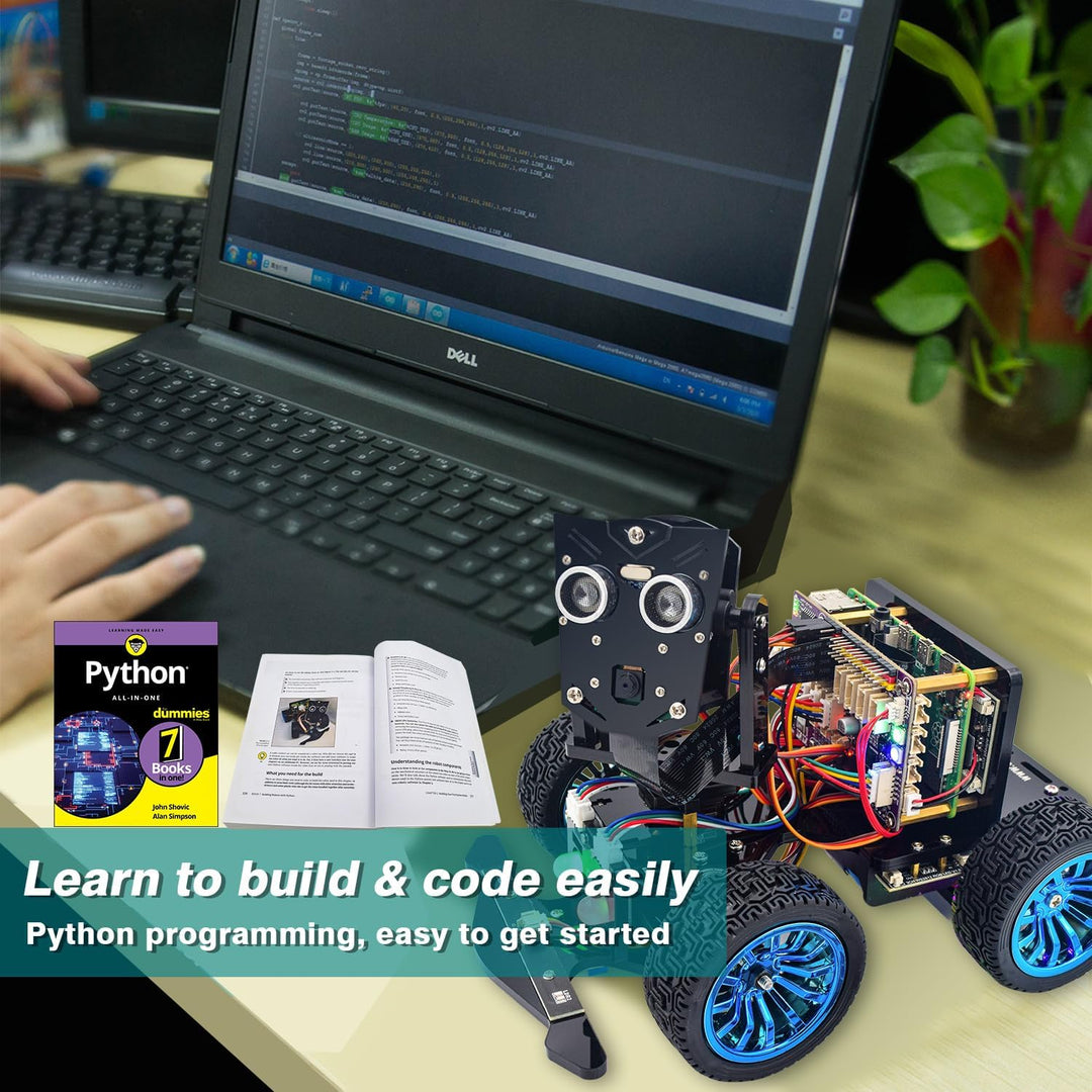 Adeept PiCar-B Mars Rover Smart Car Kit for Raspberry Pi 5/4B/3B/3B+, Obstacle Avoidance, Line Track