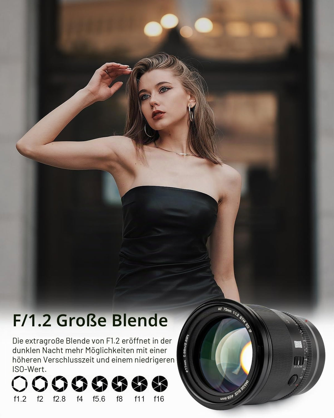 VILTROX 75mm f/1.2 F1.2 PRO Autofokus Objektiv für Nikon Z-Mount Kamera, Ultra-Weitwinkel APS-C AF O