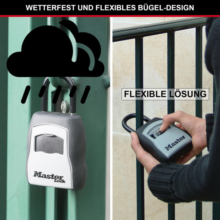 Master Lock Schlüsseltresor, mit Bügel, Aussen, 15.7 x 9 x 4 cm, Schlüsselsafe Medium - mit Bügel, M