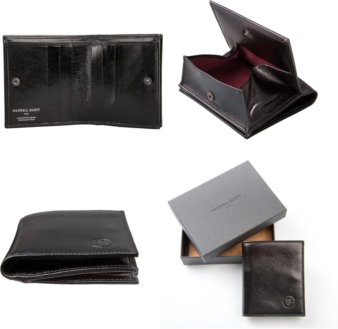 Maxwell-Scott Hochwertige Herren Luxus Leder Geldbörse Rocca Schwarz, Schwarz