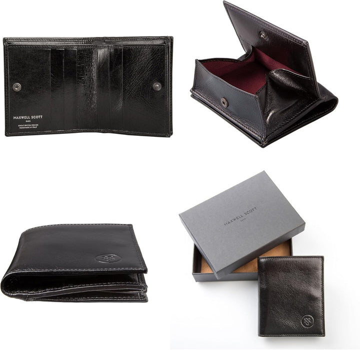 Maxwell-Scott Hochwertige Herren Luxus Leder Geldbörse Rocca Schwarz, Schwarz