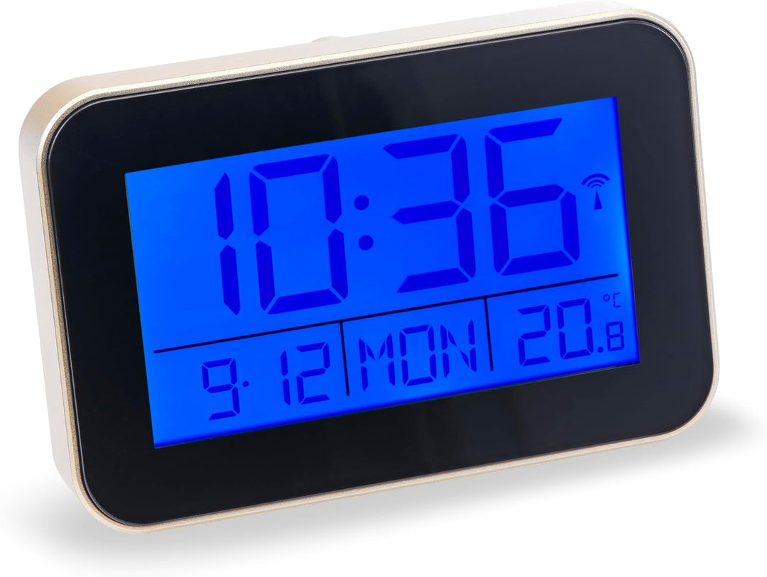 Atlanta Funkwecker Digital LCD Anzeige Alarm Snooze Licht Datum Temperatur - 1802/7 Schwarz