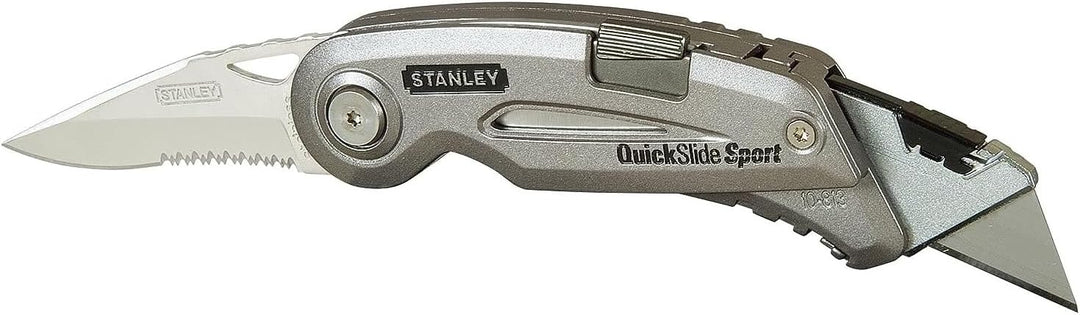 Stanley Quickslide II Sportmesser (gezahnte Sportklinge, mit Sicherheitssystem für sicheres Arbeiten