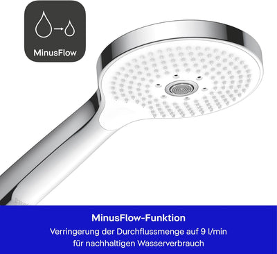 Duravit Universal Duschkopf, Duschbrause mit 3 Strahlarten (Rain, Pulse, Mono), Handbrause rund (Ø 1