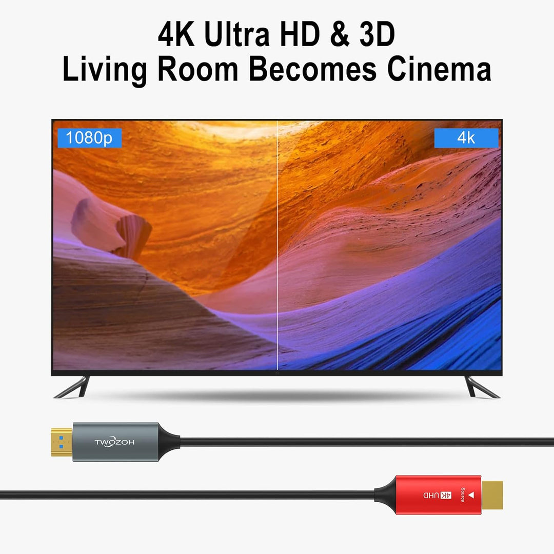 Twozoh HDMI Glasfaser Kabel 20M, HDMI Optisches Kabel 2.0 4K/60Hz 18Gbps High Speed UHD Fiber Optic