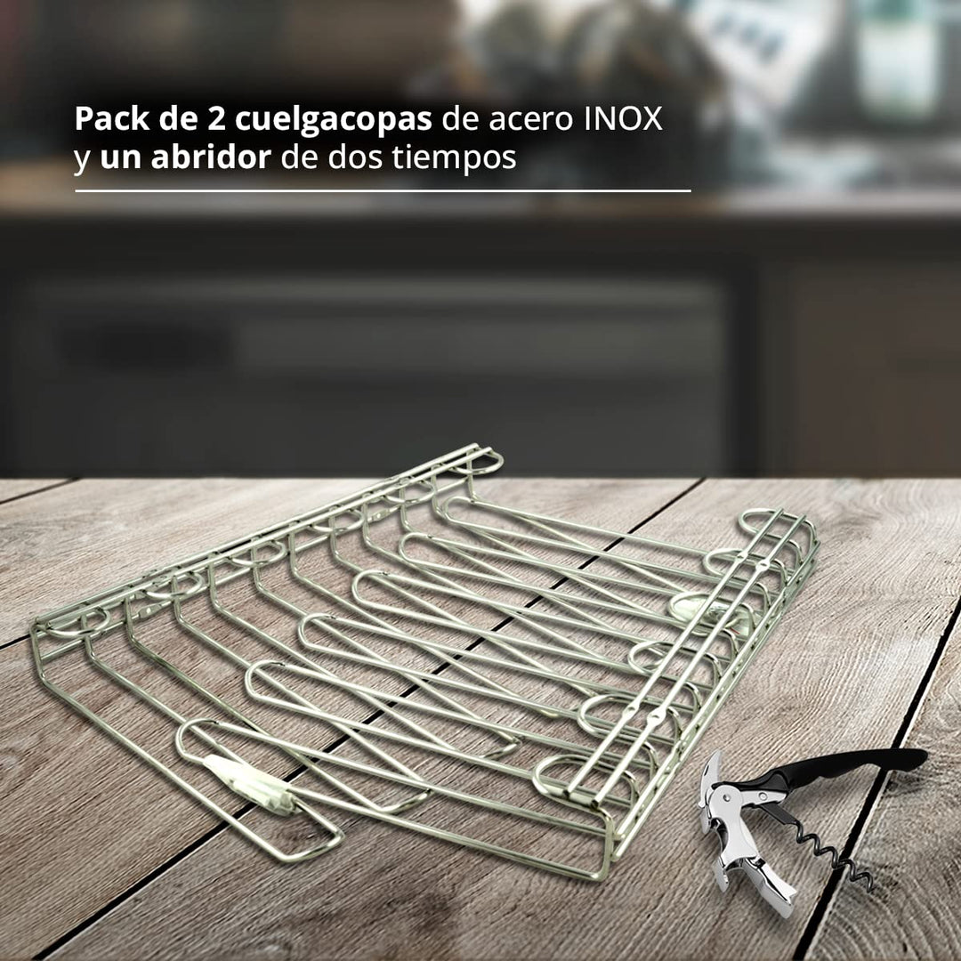 Hostelnovo - Packung mit 2 Glashaken für Decke und Wand - Hängende Weinglashalter Ideal für Bar oder