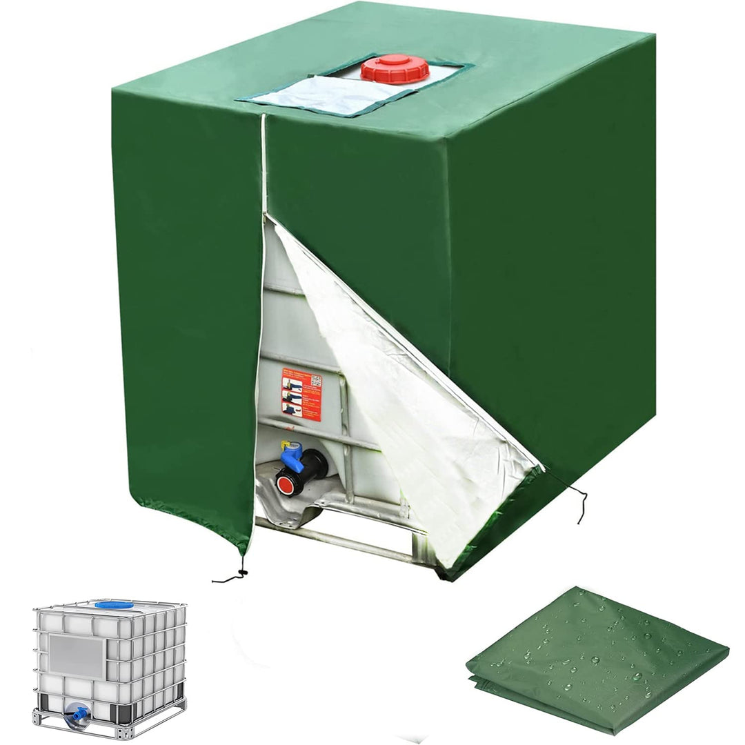 DWcouple IBC Tank Abdeckung,Wassertank Staubdichte Anti-UV-Schutzabdeckung,Grün Abdeckplane für Wass