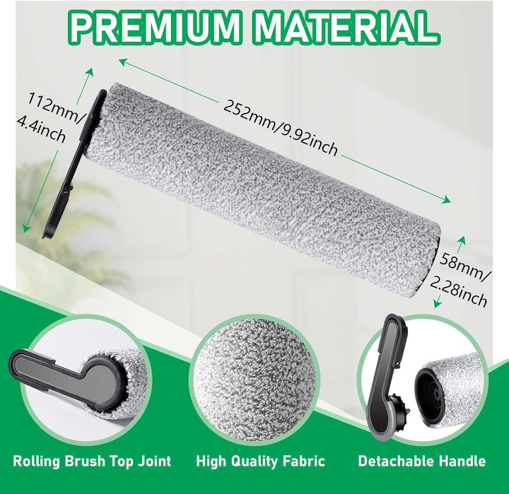 2 Stück Ersatz Bürstenwalze + 1 Reinigungsbürste für Tineco Floor One Stretch S6 / Switch S6 S7 Stre