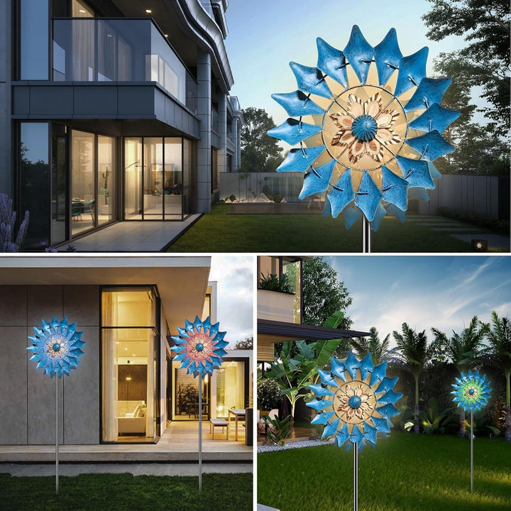 Solare Metall-Windspinner für Aussenbereich, Gartendekoration Durchmesser ca. 8 Zoll, Höhe ca. 12 Zo