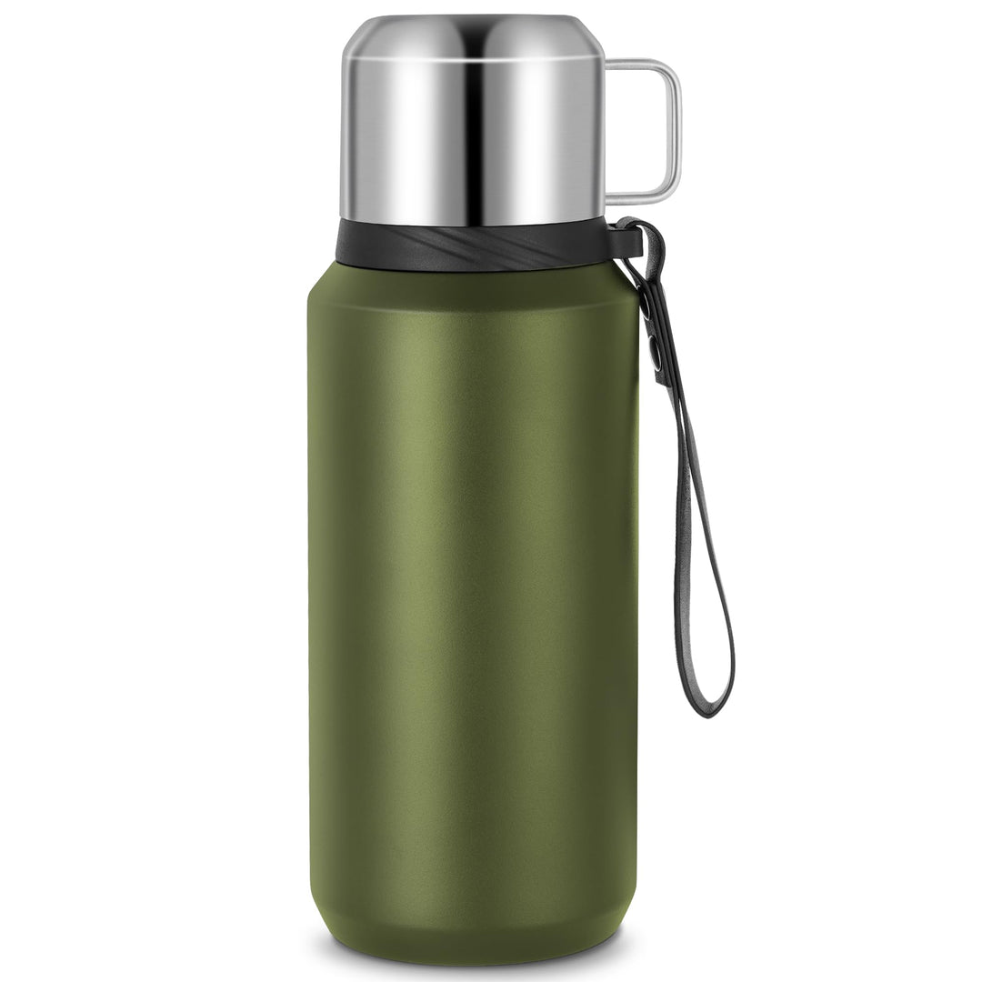 Edelstahl Thermosflasche mit Becher - 800ml Thermoskanne Doppelwandige Isolierkanne - Auslaufsicher