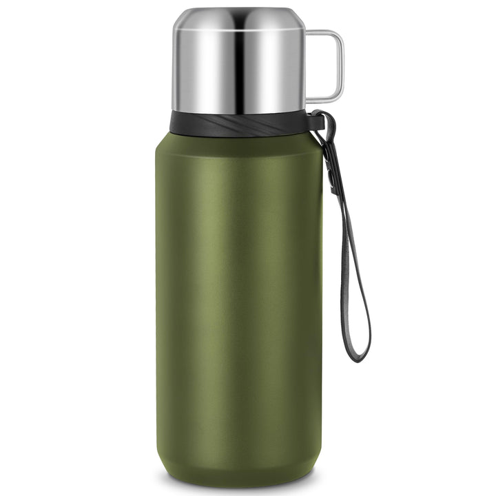 Edelstahl Thermosflasche mit Becher - 800ml Thermoskanne Doppelwandige Isolierkanne - Auslaufsicher