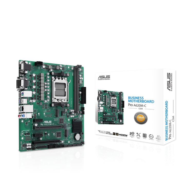 ASUS PRO A620M-C-CSM Mainboard Sockel AMD AM5 (Ryzen AM5, mATX, DDR5, M.2 PCIe 4.0, 1Gb Ethernet, US