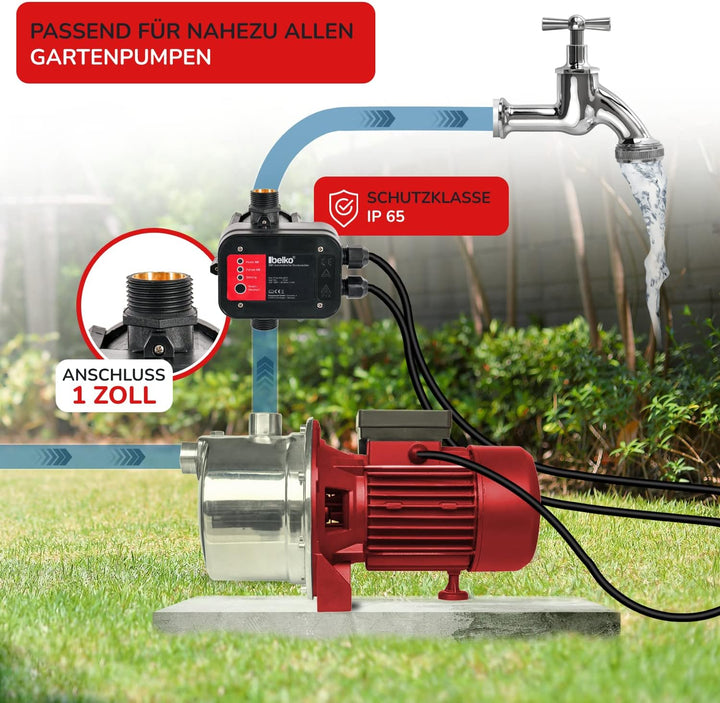 Belko Druckwächter Druckschalter für Wasserpumpen, mit Kabel bis 10 Bar, Gartenbewässerung elektroni
