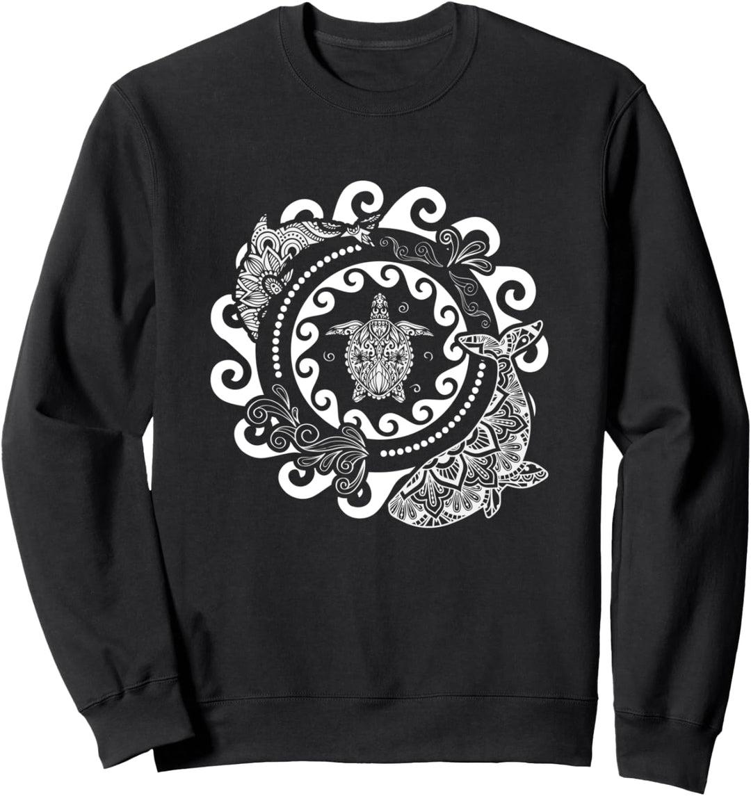 Mandala-Unterwasser-Meerestiere, Meeresschildkröte, Wal Sweatshirt