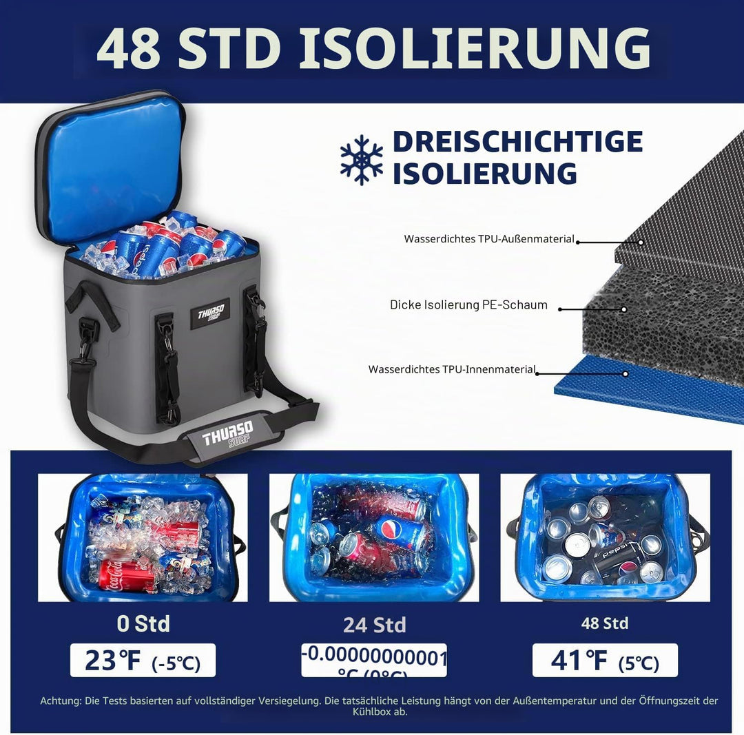 Thurso Surf Soft-Kühltasche für 24 Dosen, tragbare Eiskühltasche, 48 Stunden Isolierung, auslaufsich
