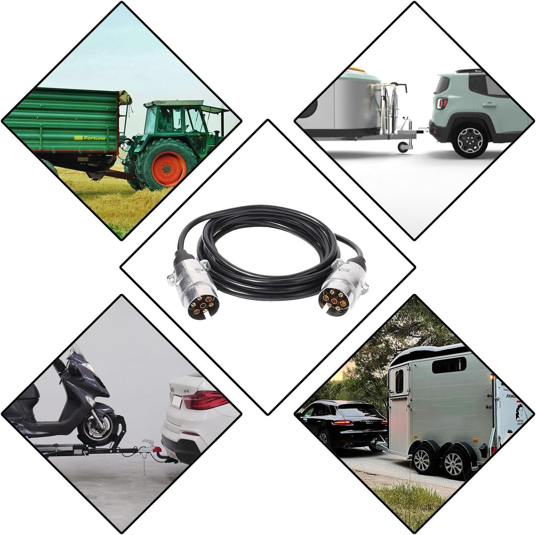 Ryme Automotive Anhängerstecker mit 7 Pins, 3,5 m TPU-Kabel, Metallklemmen, Stecker für Wohnwagen/Tr