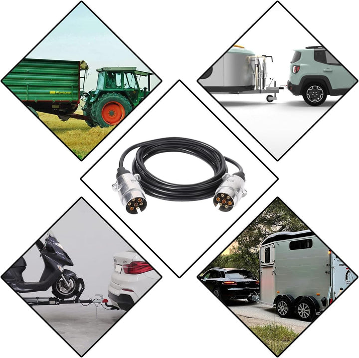Ryme Automotive Anhängerstecker mit 7 Pins, 3,5 m TPU-Kabel, Metallklemmen, Stecker für Wohnwagen/Tr