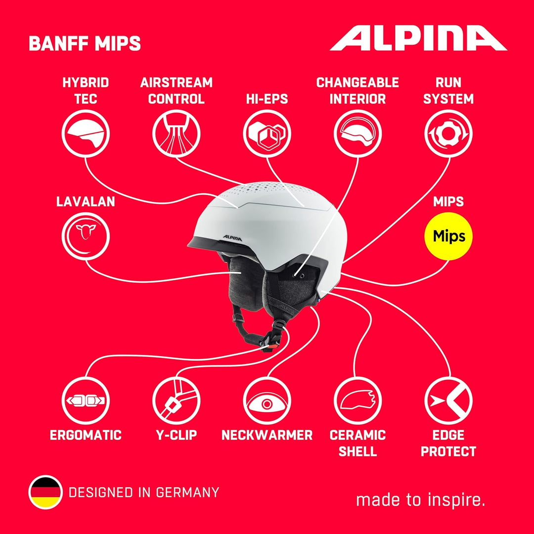 ALPINA Banff MIPS - Nachhaltiger, Sicherer und Leichter MIPS Skihelm Mit Schafswolle-Innenfutter Für