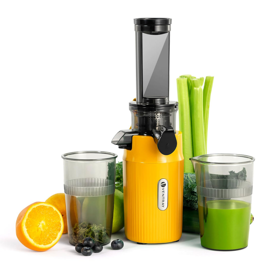 Ventray Ginnie Entsafter | Slow Juicer mit 60 U/min | 45mm Öffnung | Rückwärts Funktion und Zwei Fil