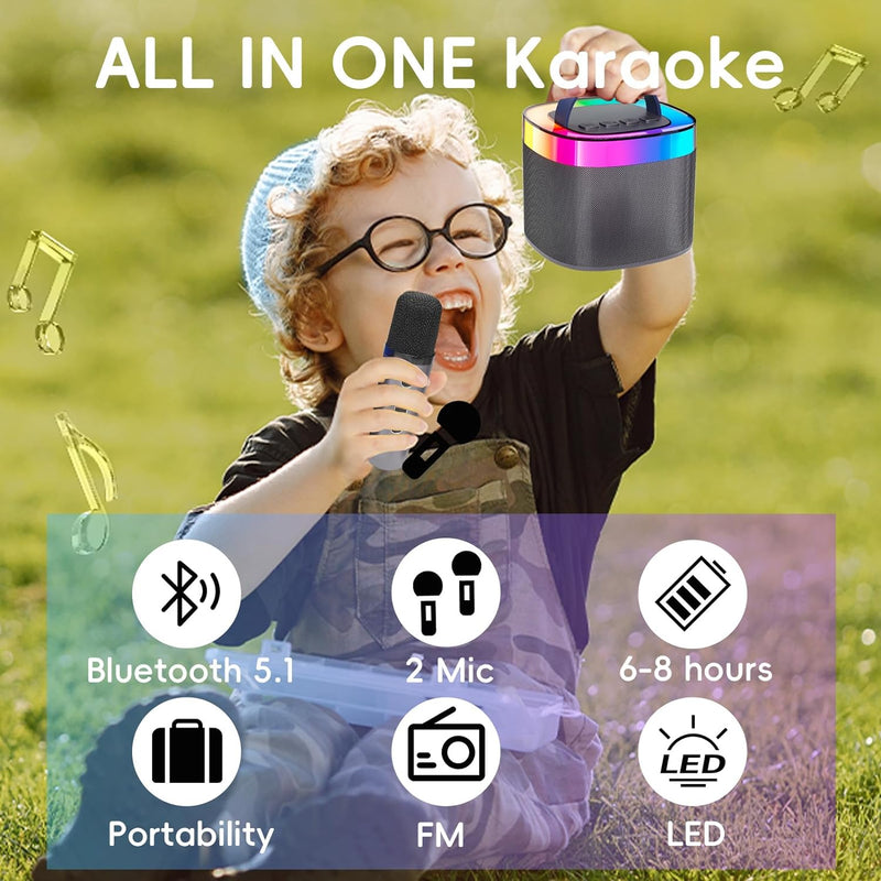 Ankuka Tragbare Karaoke-Maschine, Bluetooth Karaoke Lautsprecher mit 2 Mikrofon, Pickups und Party L