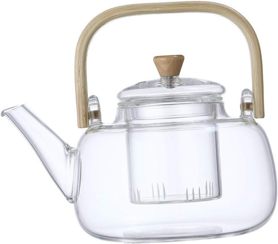 Fockety Glas-Haushaltsteekanne, 1000 Ml, Grosses Fassungsvermögen, Borosilikat-Teekessel für Familie